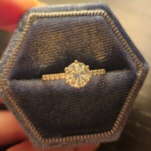 14k yellow solid gold 1ct moissanite engagement ring | size 5.75